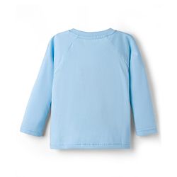 Babyhug Cotton Knit Full Sleeves T-Shirt & Pyjama Night Suit With Teddy Bear & Rainbow Print - Blue