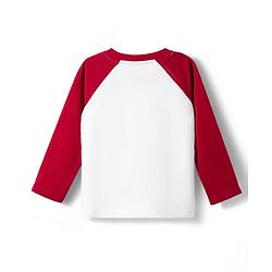 Babyhug Cotton Knit Full Raglan Sleeves T-Shirt & Pyjama Night Suit With Super Star Print - White