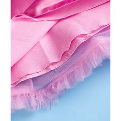 Babyhug Woven Frill Sleeves 5 Layer Party Gown with Sequin Detailing & Bow Applique - Light Pink