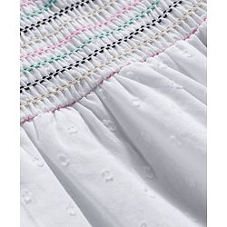 Babyhug Cotton Woven Swiss Dot Sleeveless Top with Smocking Detailing - White