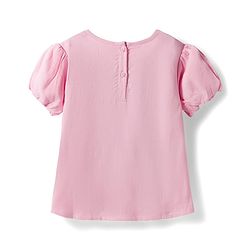 Babyhug Rayon Woven Half Puffed Sleeves Solid Colour Frock Style Top with Pleats Detailing - Pink