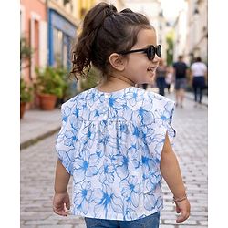 Babyhug Cotton Cambric Woven Half Sleeves Woven Floral Printed Top - Multicolour