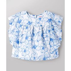 Babyhug Cotton Cambric Woven Half Sleeves Woven Floral Printed Top - Multicolour