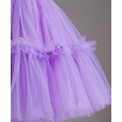 Babyhug Mesh Woven Sleeveless Party Dress With Floral Corsage & Yoke Pleating - Lavender