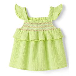 Babyhug 100% Cotton Crepe Woven Top with Smocking Detailing Multi Color 9-12 Months