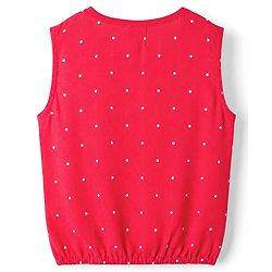 Babyhug 100% Cotton Woven Top Sleeveless with Knot Detailing & All Over Polka Dot Print Multi Color 6-9 Months