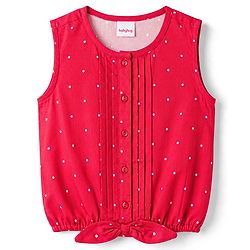 Babyhug 100% Cotton Woven Top Sleeveless with Knot Detailing & All Over Polka Dot Print Multi Color 6-9 Months