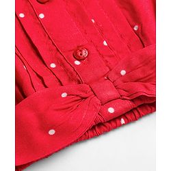 Babyhug 100% Cotton Woven Top Sleeveless with Knot Detailing & All Over Polka Dot Print Multi Color 6-9 Months