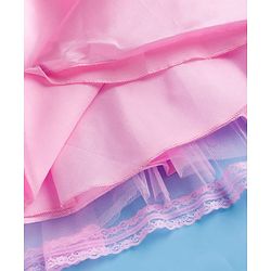 Babyhug Mesh Woven Sleeveless Embellished Sequins on Yoke Party Dress with Lace Detailing & Floral Corsage - Light  Pink