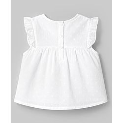 Babyhug 100% Cotton Swiss Dot Woven Frill Sleeves Floral Embroidered Top With Schiffli Detailing - Multicolor
