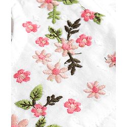 Babyhug 100% Cotton Swiss Dot Woven Frill Sleeves Floral Embroidered Top With Schiffli Detailing - Multicolor