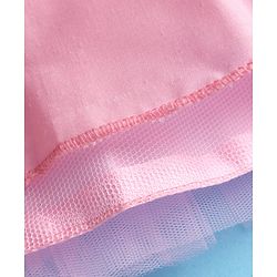 Babyhug Mesh Woven Cap Sleeves Party Dress With Floral Applique & Sequin Detailing - Dark Pink