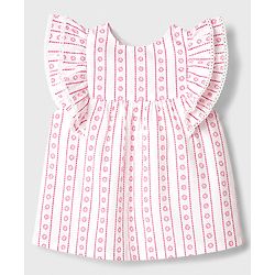 Babyhug 100% Cotton Woven Frill Sleeves Top With Floral Print - Multicolor