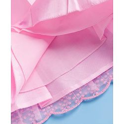 Babyhug Mesh Woven Half Frill Sleeves Floral Embroidered Party Dress with Bow Applique - Light Pink