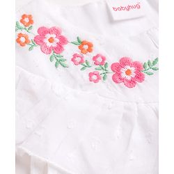 Babyhug 100% Cotton Woven Top with Embroidery Detailing, Frill Sleeves Multi Color 6-9 Months