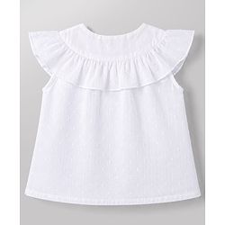 Babyhug 100% Cotton Woven Top with Embroidery Detailing, Frill Sleeves Multi Color 6-9 Months