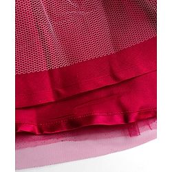 Babyhug Satin Woven Sleeveless Party Dress with Floral Corsage - Red