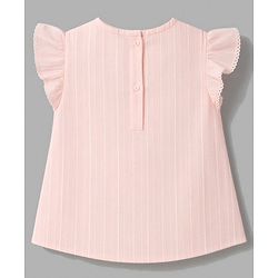 Babyhug 100% Cotton Knit Sleeveless Floral Embroidered Top - Peach