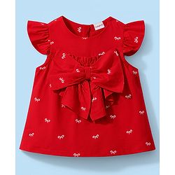 Babyhug Cotton Woven Top with Bow Detailing & All Over Print Multi Color 6-9 Months