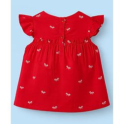 Babyhug Cotton Woven Top with Bow Detailing & All Over Print Multi Color 6-9 Months
