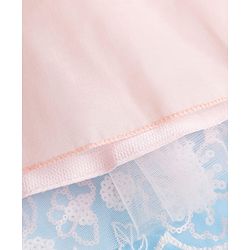 Babyhug Mesh Woven Sleeveless Party Dress With Floral Corsage & Sequin Detailing - Peach