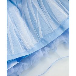 Babyhug Glitter Mesh Woven Sleeveless Party Dress With Sequin Detailing & Bow Applique - Light Blue