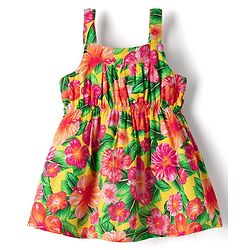Babyhug Cotton Woven Sleeveless Frock With Floral Print - Multicolor