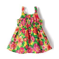 Babyhug Cotton Woven Sleeveless Frock With Floral Print - Multicolor