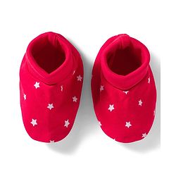Babyhug 100% Cotton Knit Cap, Mittens & Booties Set with Star Print Red - Diameter 10.5 cm