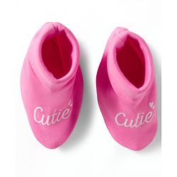 Babyhug 100% Cotton Interlock Knit Cap, Mittens & Booties Set With Cutie Print Pink - Diameter 10 cm