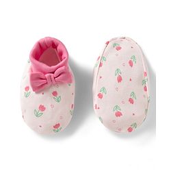 Babyhug 100% Cotton Knit Mittens & Booties Set with Floral Print & Bow Applique - Multicolor