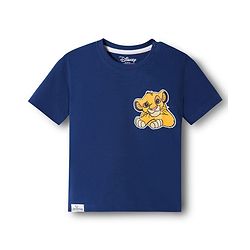 Babyhug Disney Single Jersey Knit Half Sleeves Oversize T-Shirt with Front & Back Lion King Graphic - Navy Blue