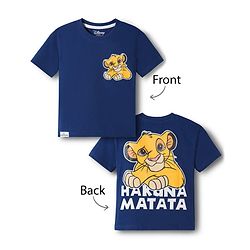 Babyhug Disney Single Jersey Knit Half Sleeves Oversize T-Shirt with Front & Back Lion King Graphic - Navy Blue