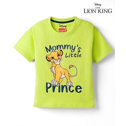 Babyhug Disney 100% Cotton Knit Half Sleeves Oversize T-Shirt With Lion King Graphic - Limegreen