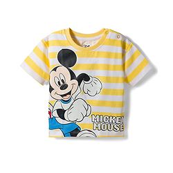 Babyhug Disney Single Jersey Knit Half Sleeves Oversized T-Shirt with Mickey Mouse Graphics - Multicolor