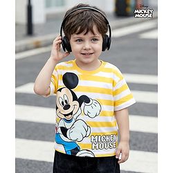 Babyhug Disney Single Jersey Knit Half Sleeves Oversized T-Shirt with Mickey Mouse Graphics - Multicolor