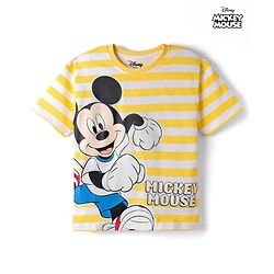 Babyhug Disney Single Jersey Knit Half Sleeves Oversized T-Shirt with Mickey Mouse Graphics - Multicolor