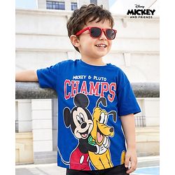Babyhug Disney 100% Cotton Knit Half Sleeves Oversize T-Shirt With Mickey Mouse Graphic - Navy Blue