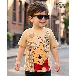 Babyhug Disney 100% Cotton Knit Half Sleeves Oversize T-Shirt With Winnie the Pooh Graphic - Yellow
