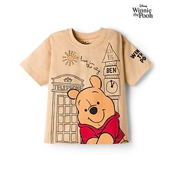 Babyhug Disney 100% Cotton Knit Half Sleeves Oversize T-Shirt With Winnie the Pooh Graphic - Yellow