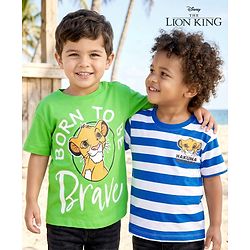 Babyhug Disney 100% Cotton Knit Half Sleeves Oversize T-Shirts With Lion King Graphic Pack of 2 - Multicolour