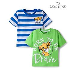 Babyhug Disney 100% Cotton Knit Half Sleeves Oversize T-Shirts With Lion King Graphic Pack of 2 - Multicolour
