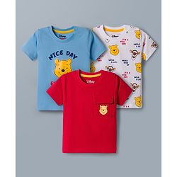 Babyhug Disney Single Jersey Knit Half Sleeves T-Shirts With Winnie & Friends Graphics Pack of 3 - Multicolor