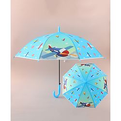 Babyhug Free Size Umbrella with Aeroplane Print - Blue