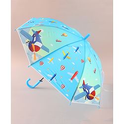 Babyhug Free Size Umbrella with Aeroplane Print - Blue
