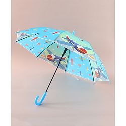 Babyhug Free Size Umbrella with Aeroplane Print - Blue