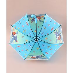 Babyhug Free Size Umbrella with Aeroplane Print - Blue