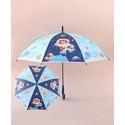 Babyhug Free Size Umbrella with Animal Print - Blue