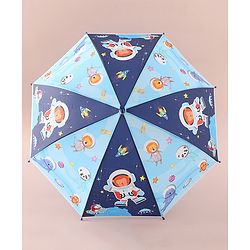 Babyhug Free Size Umbrella with Animal Print - Blue