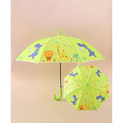 Babyhug Free Size Umbrella with Animal Print - Green